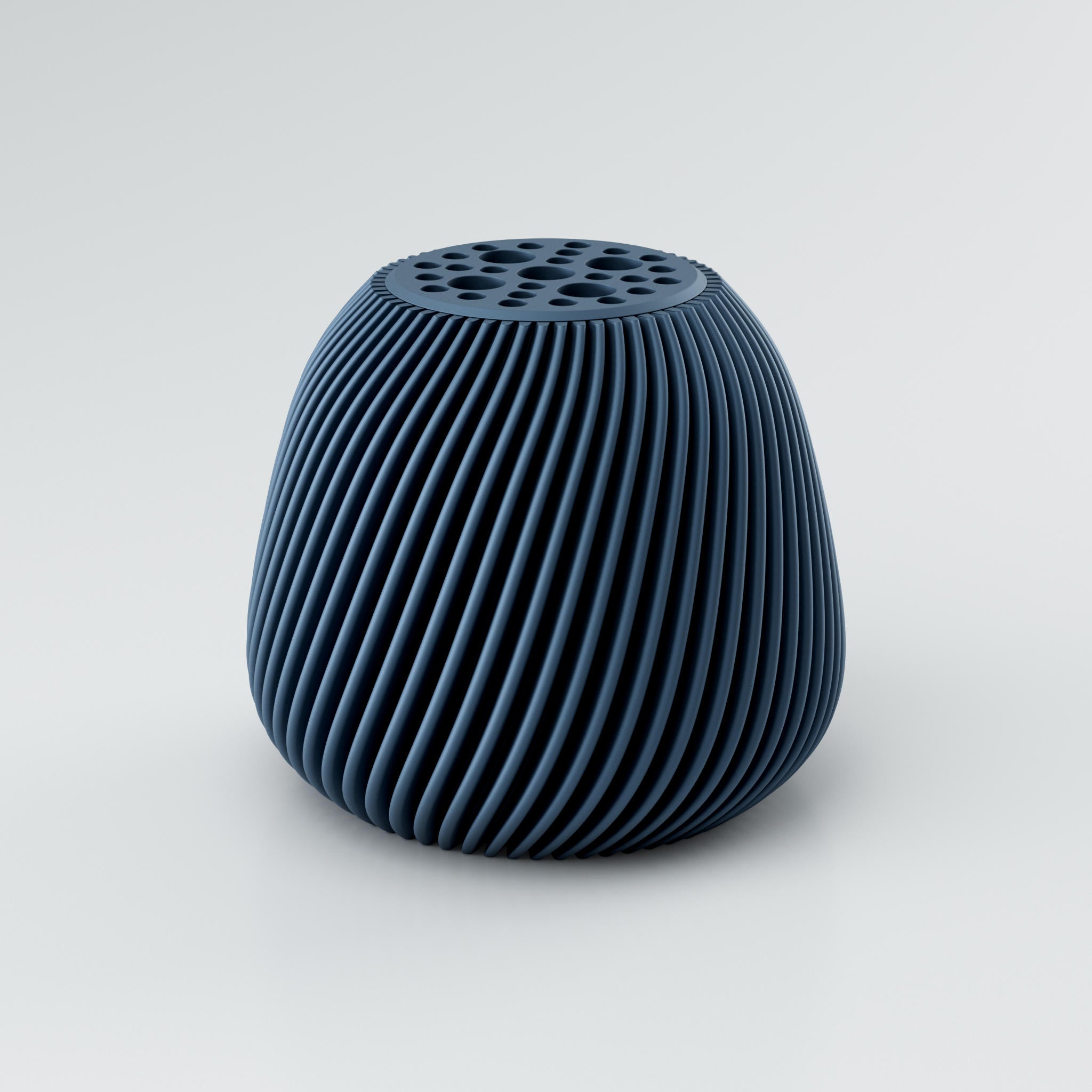 metallic-blau vase voravellie der hauptansicht mit twist design