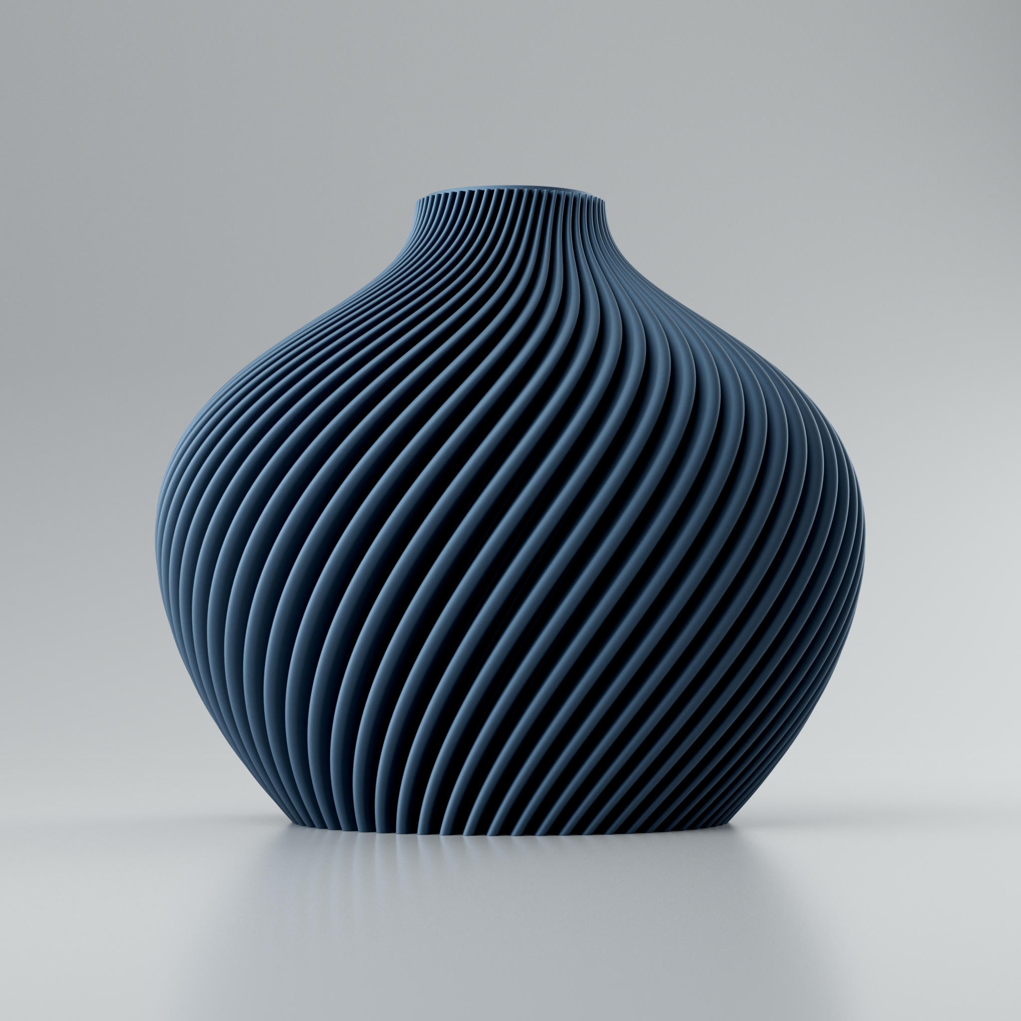 Twist-Linea Blooming3D Design Vase Voravellie 80 aus metallischem Kobaltblau mit Linienstruktur