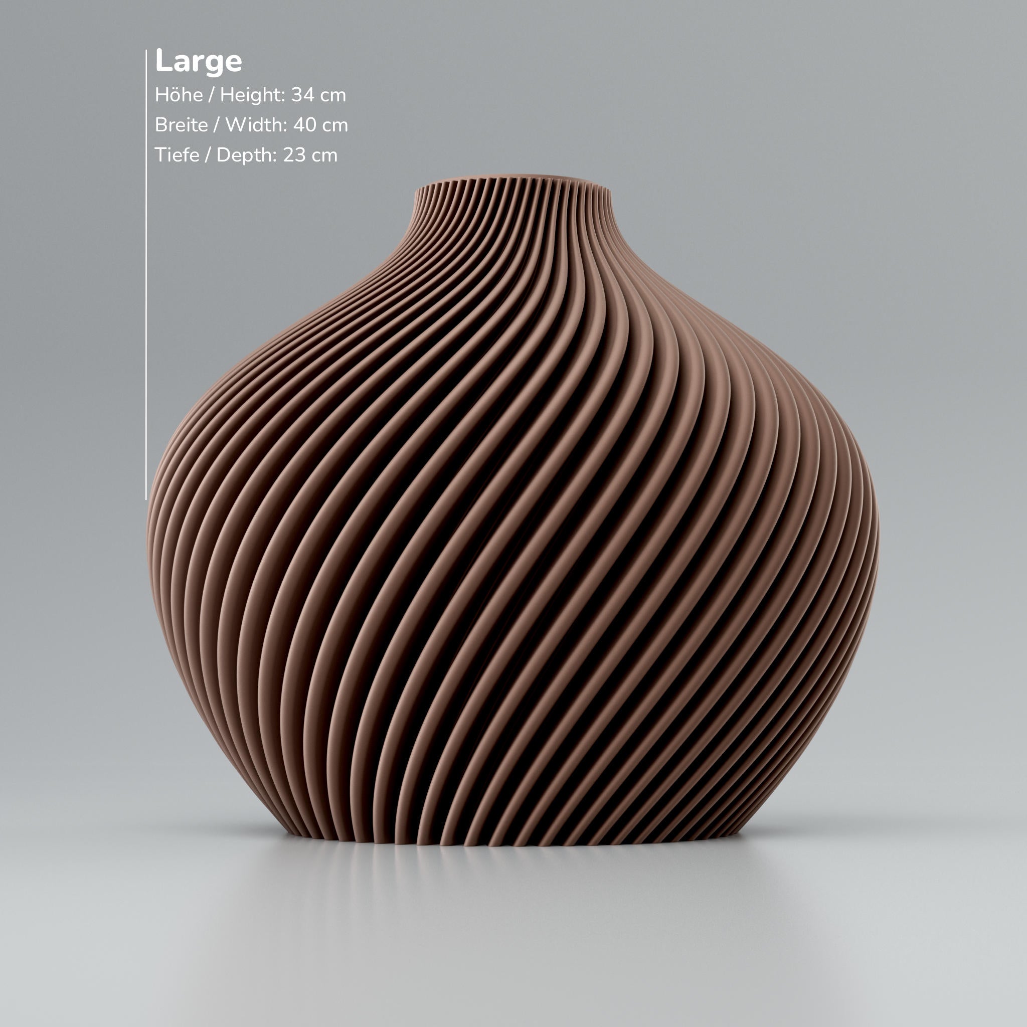 Twist-Design Blooming3D Design-Vase Voravellie 80 in metallischem Kupferbraun mit Linienstruktur