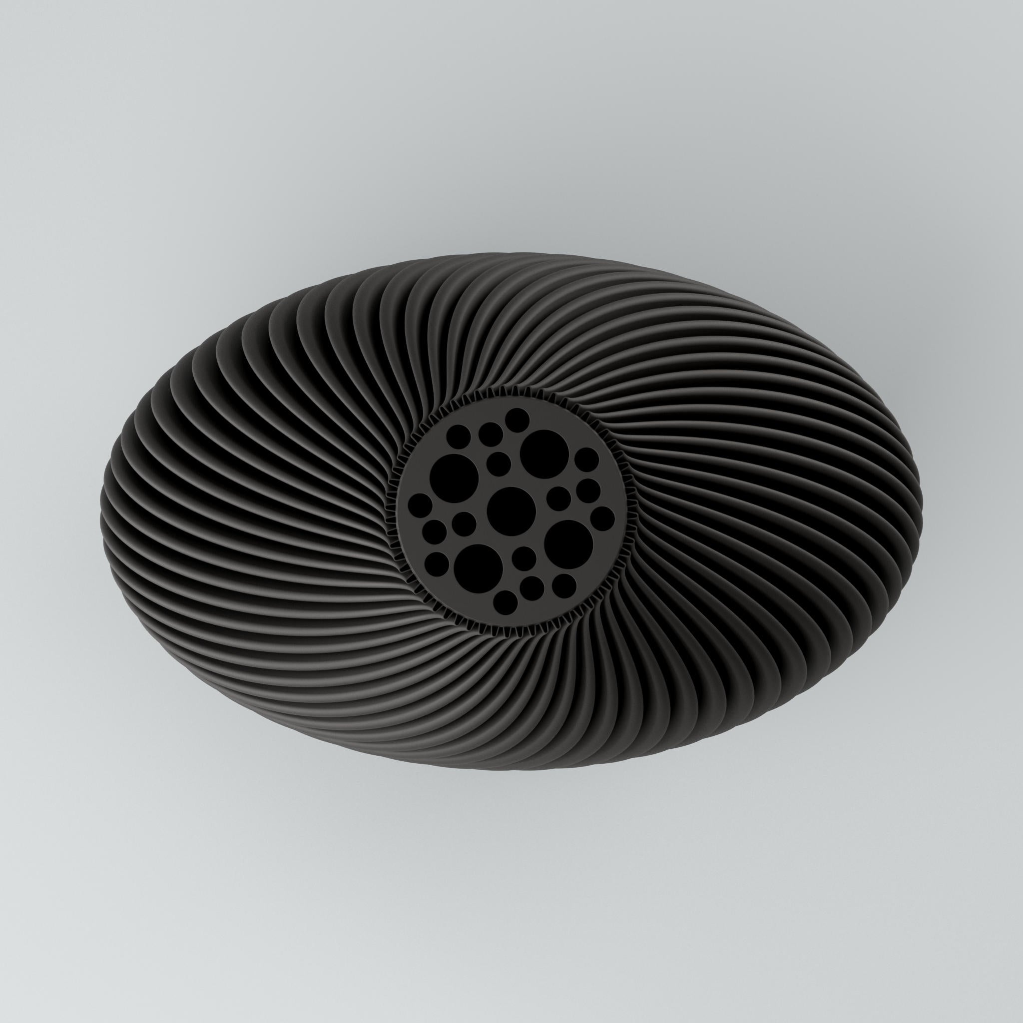 Twist-Design Blooming3D Vase Voravellie 80 matt schwarz, lineare Rippstruktur mit kreisförmigem Einsatz