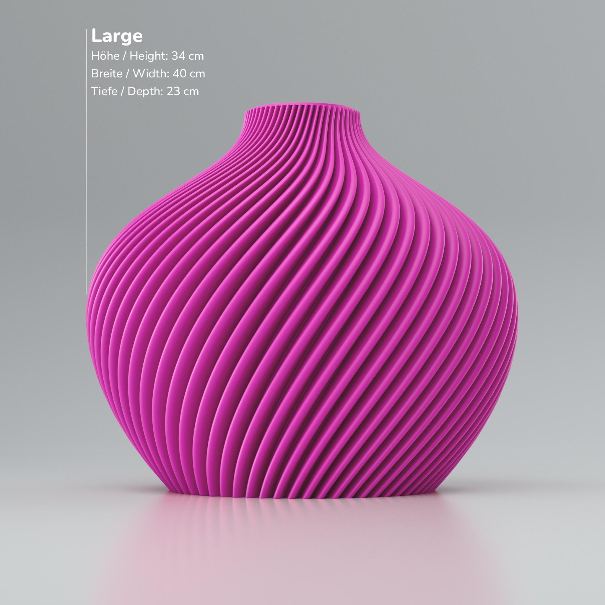 Twist-Design Blooming3D Design Vase Voravellie 80 in Pink mit gerippten Linien
