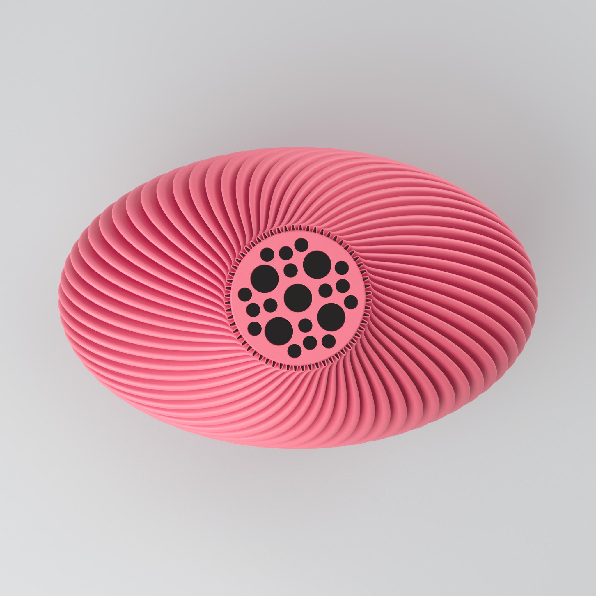 Twist Blooming3D Design-Vase Voravellie 80 aus mattem Pink mit Linienstruktur und Punkt-Einsatz