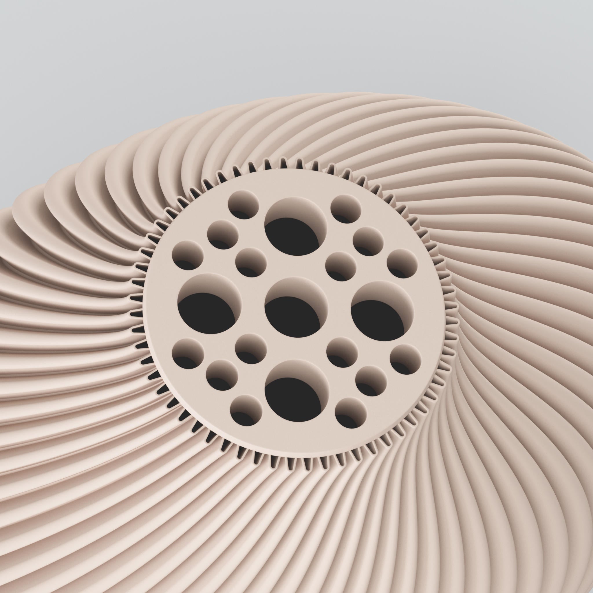 Twist-Linea Designvase Blooming3D mattweiß Moravellie Voravellie 80 mit kreisförmigen Aussparungen