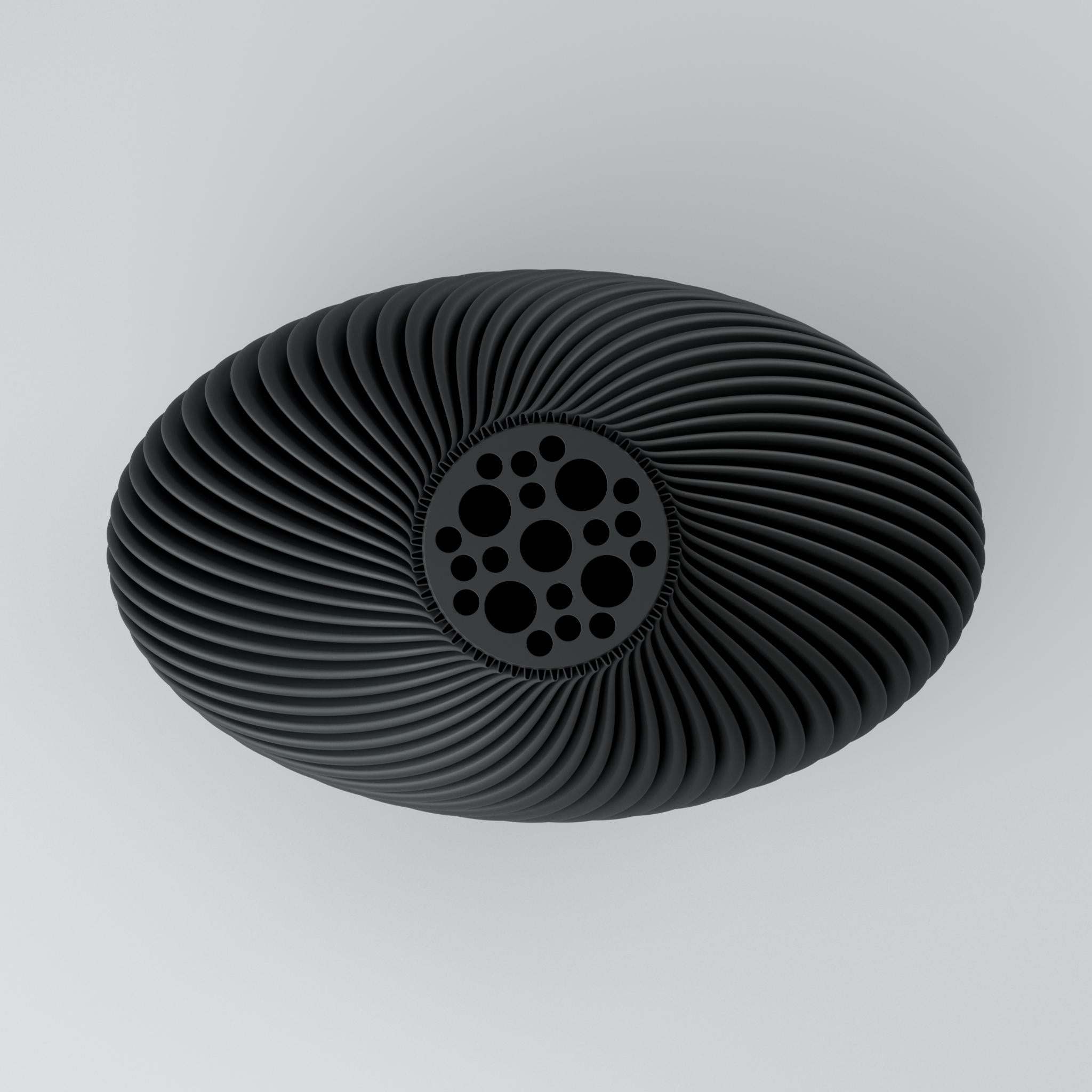 Twist-Design Blooming3D Design Vase Voravellie 80 Mattschwarz mit Linea-Rillen