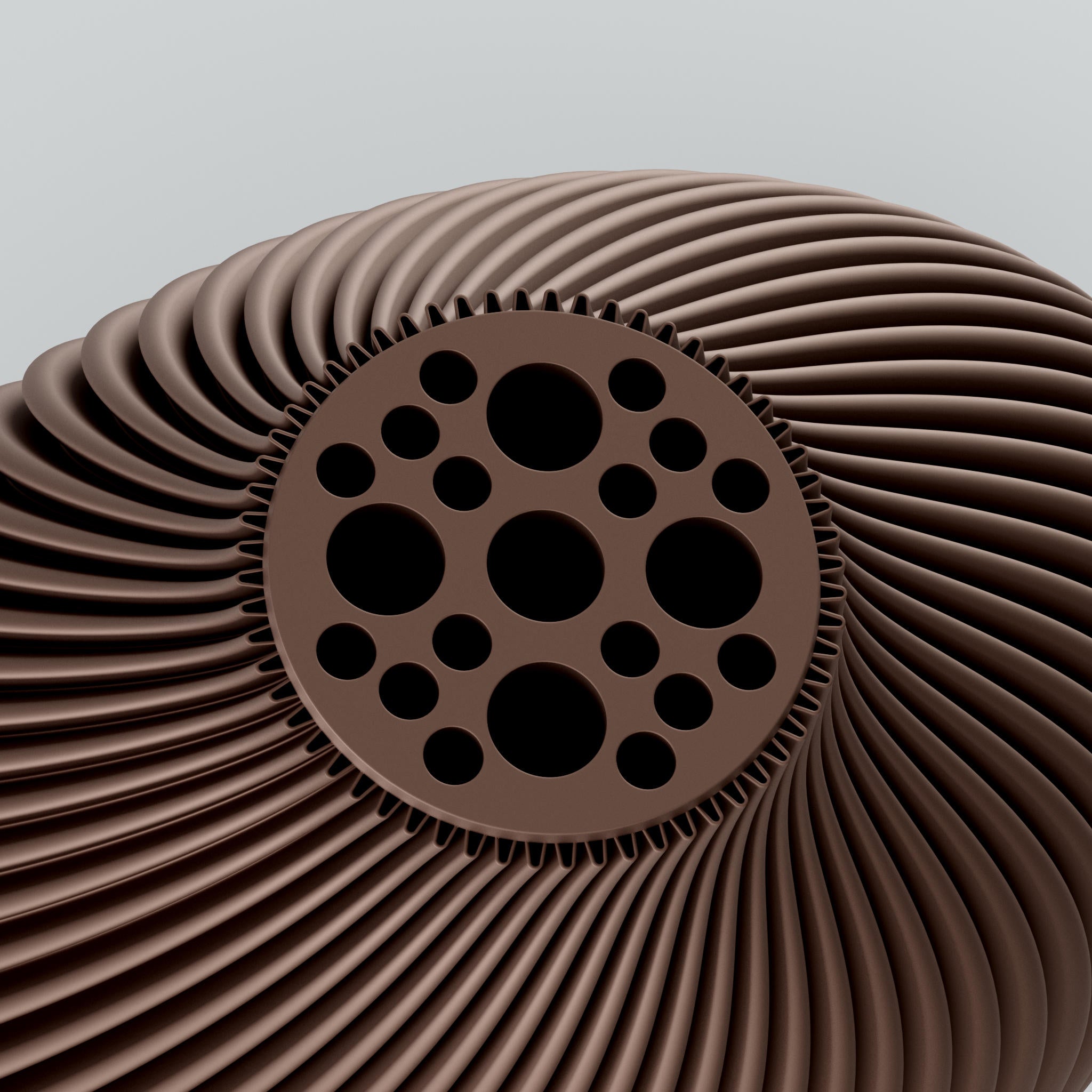 Twist-Design Blooming3D Design-Vase Voravellie 80, metallisches Kupferbraun, Linea mit runden Aussparungen