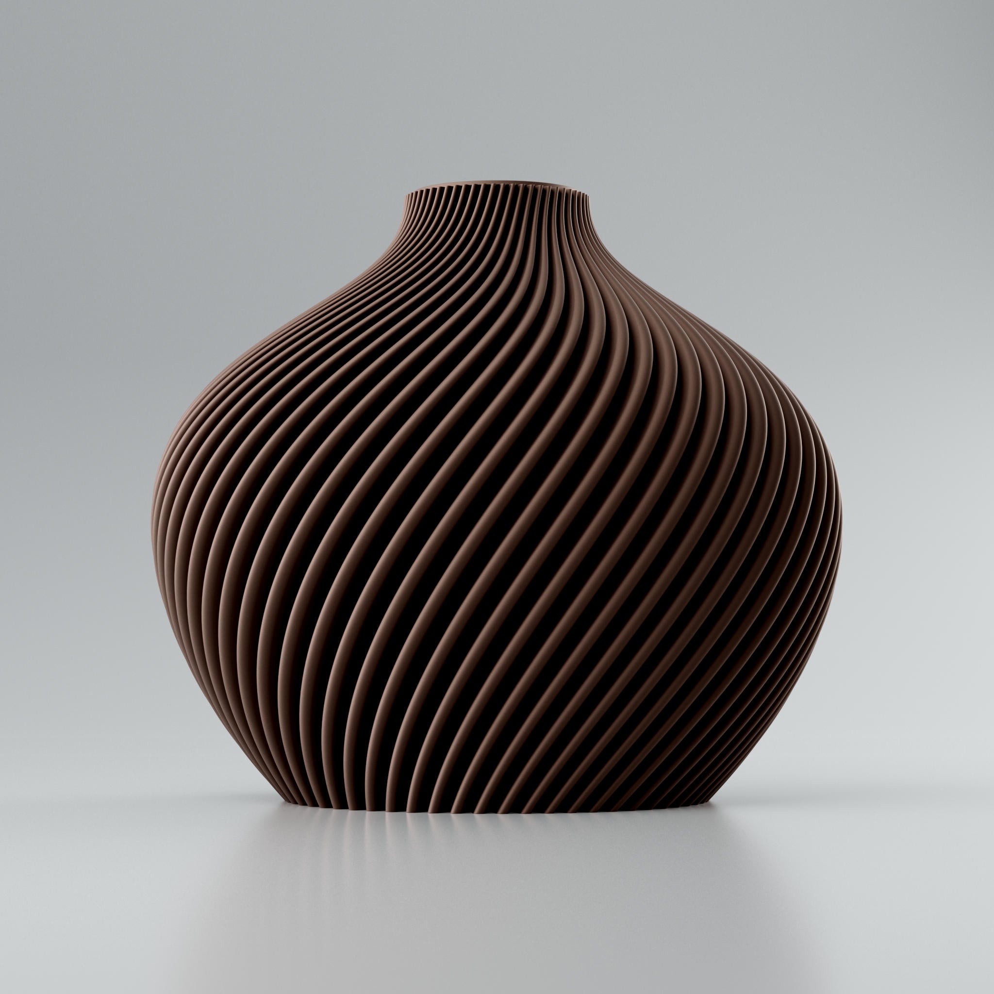 Geripptes Design Vase Voravellie 80 Blooming3D Vase metallisches Kupferbraun mit Verdrehungslinien