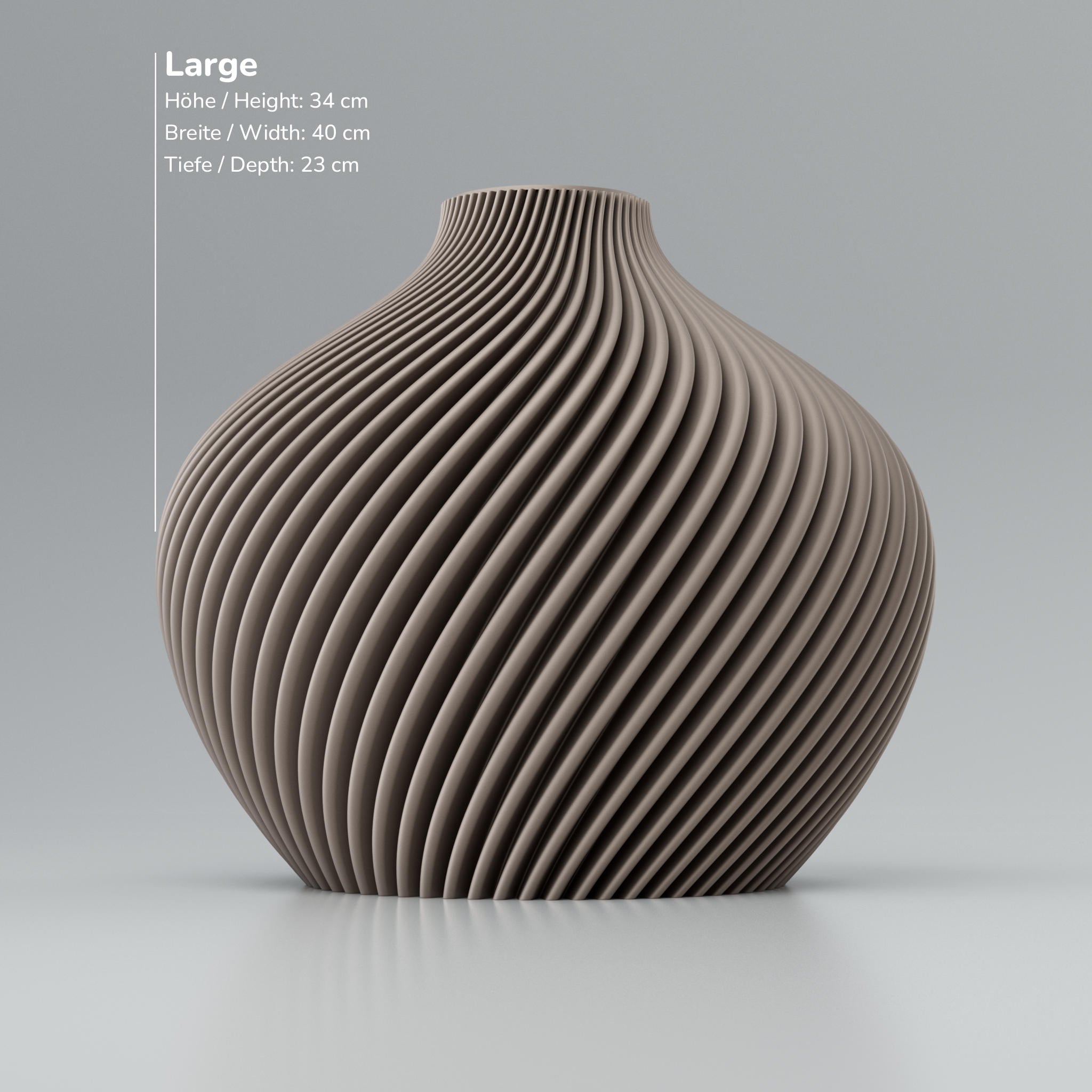 Dreh-Design Blooming3D Design-Vase Voravellie 80 in Beige mit Linea-Rillen