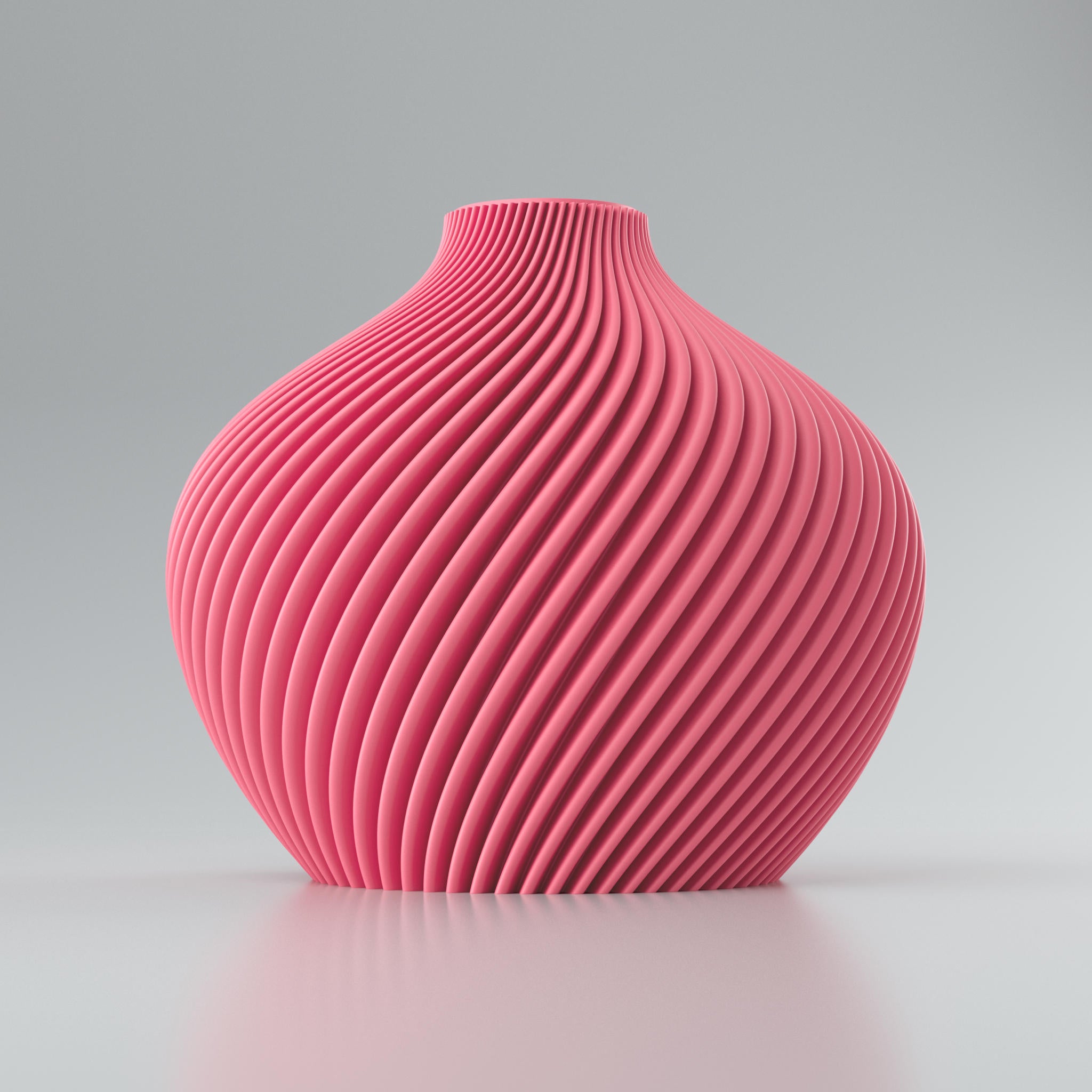 Verdrehte Linien Blooming3D Design Vase Voravellie 80 in mattem Lachs mit Moravellie-Rillen