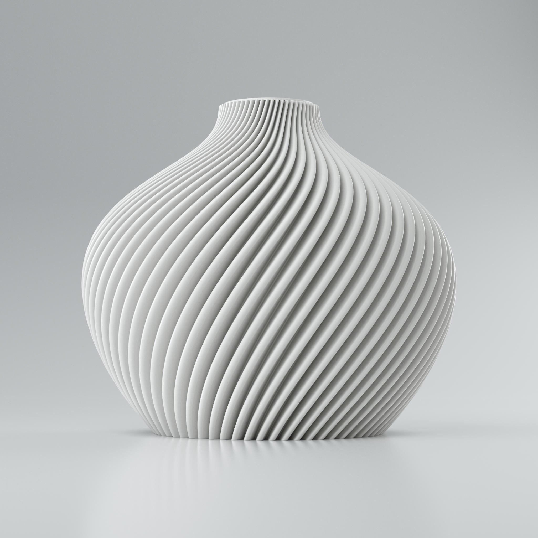 Verdrilltes Design Blooming3D Vase Voravellie 80, mattweiß, mit gerippter Linea-Optik